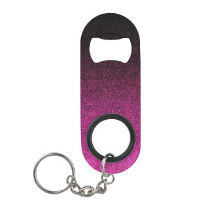 Falln Pink & Black Glitter Gradient Keychain Bottle Opener