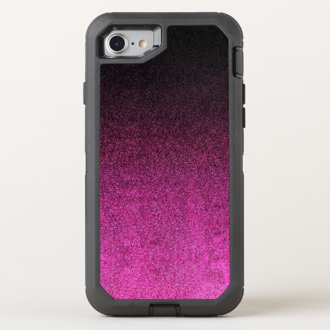 Falln Pink & Black Glitter Gradient Otterbox iPhone Case (Back)