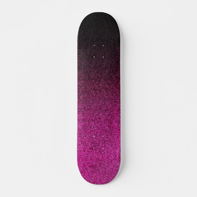 Falln Pink & Black Glitter Gradient Skateboard Deck (Front)