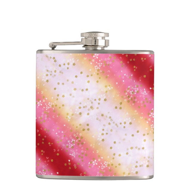 Falln Pink Sakura Sunrise Hip Flask (Front)