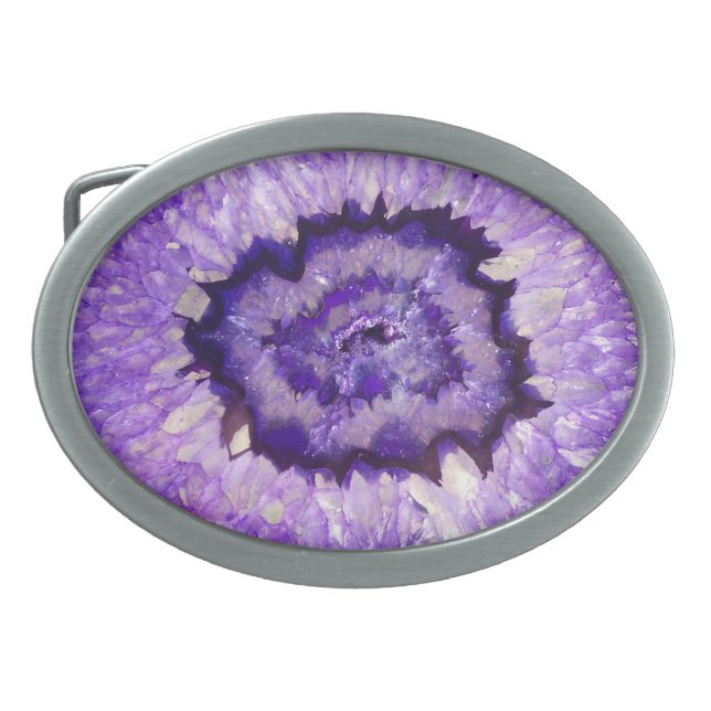 Falln Purple Agate Geode Belt Buckle (Front)