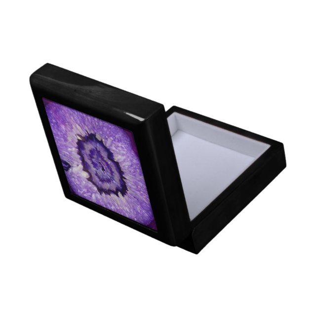 Falln Purple Agate Geode Keepsake Box (Back Open)