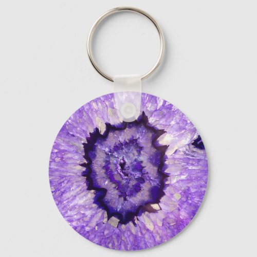 Falln Purple Agate Geode Keychain