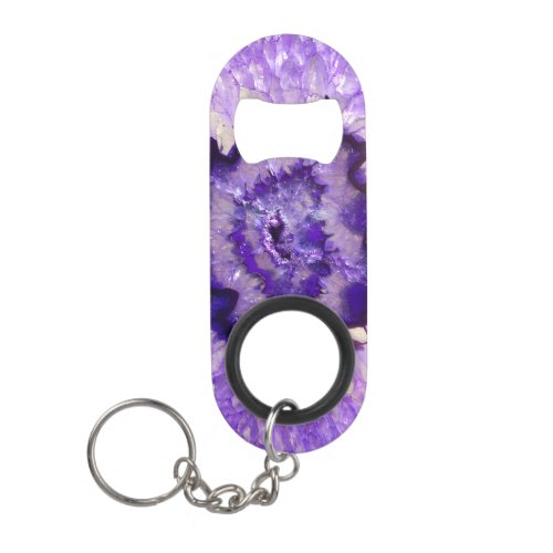Falln Purple Agate Geode Keychain Bottle Opener