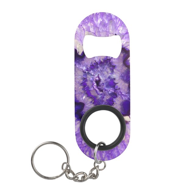 Falln Purple Agate Geode Keychain Bottle Opener (Front)