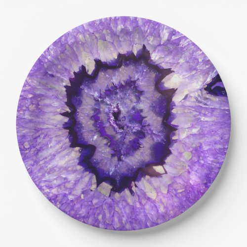 Falln Purple Agate Geode Paper Plates
