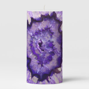 Falln Purple Agate Geode Pillar Candle