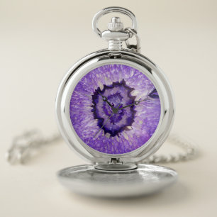 Falln Purple Agate Geode Pocket Watch