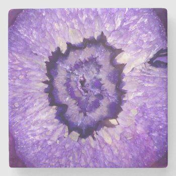 Falln Purple Agate Geode Stone Coaster by FallnAngelCreations at Zazzle