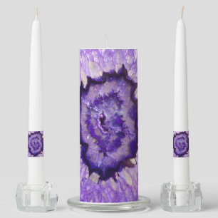 Falln Purple Agate Geode Unity Candle Set