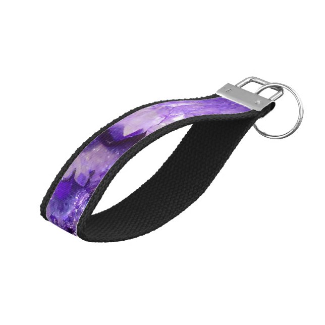 Falln Purple Agate Geode Wrist Keychain (Angled Up)
