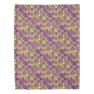Falln Purple and Green Scales Duvet Cover