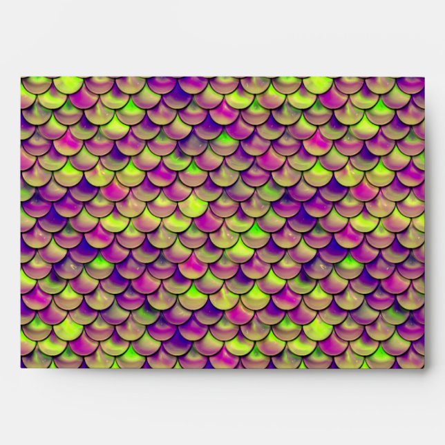 Falln Purple and Green Scales Envelope (Front)
