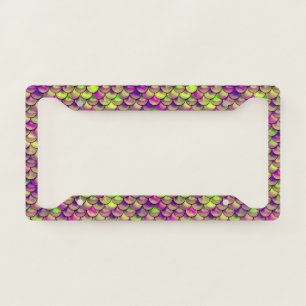 Falln Purple and Green Scales License Plate Frame