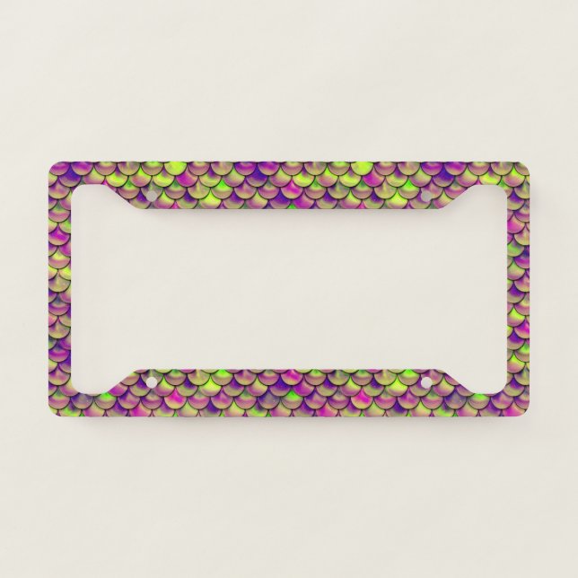 Falln Purple and Green Scales License Plate Frame (Front)