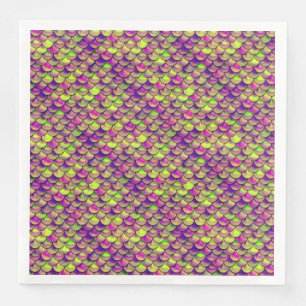 Falln Purple and Green Scales Paper Dinner Napkins