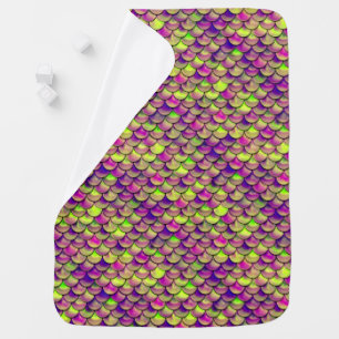 Falln Purple and Green Scales Stroller Blanket