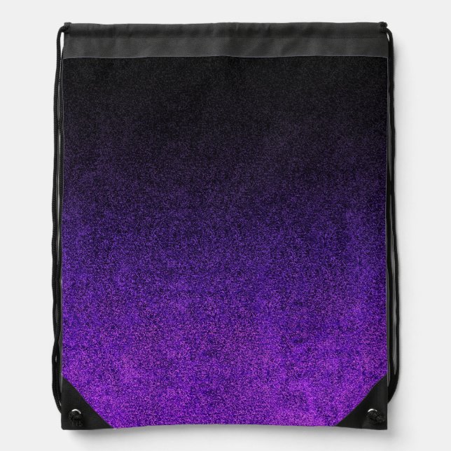 Falln Purple & Black Glitter Gradient Drawstring Bag (Front)