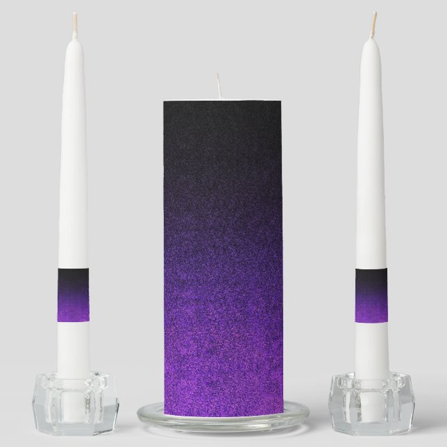Falln Purple & Black Glitter Gradient Unity Candle Set (Front)