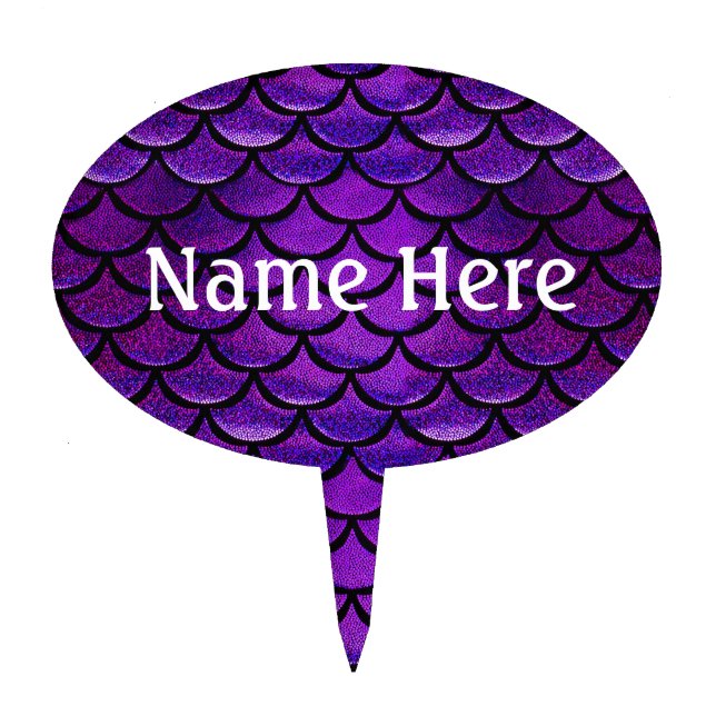 Falln Purple & Blue Mermaid Scales Cake Topper (Front)
