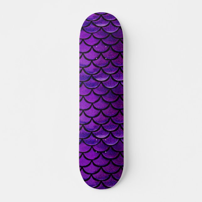 Falln Purple & Blue Mermaid Scales Skateboard Deck (Front)
