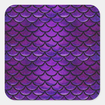 Falln Purple & Blue Mermaid Scales Square Sticker by FallnAngelCreations at Zazzle