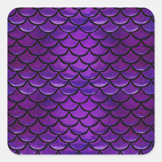 Falln Purple & Blue Mermaid Scales Square Sticker (Front)