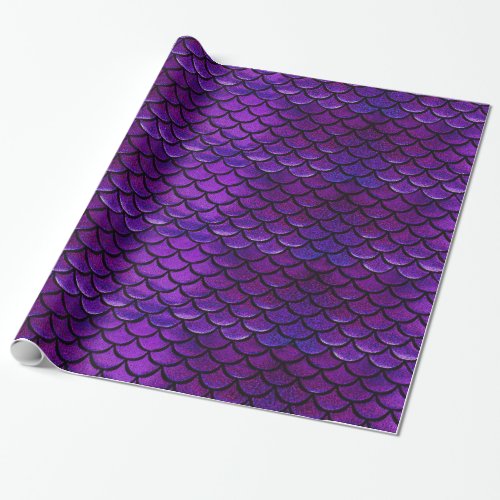 Falln Purple  Blue Mermaid Scales Wrapping Paper