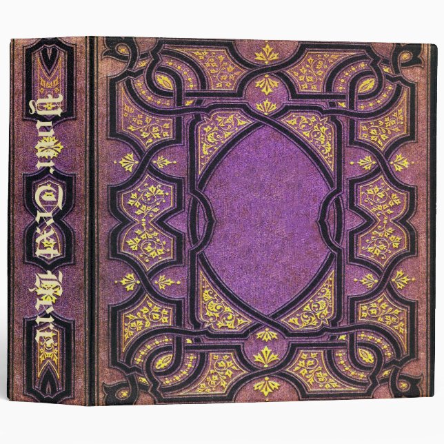 Falln Purple & Gold Vines Book Cover 3 Ring Binder (Front/Spine)