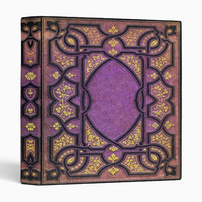 Falln Purple & Gold Vines Book Cover 3 Ring Binder (Front/Spine)