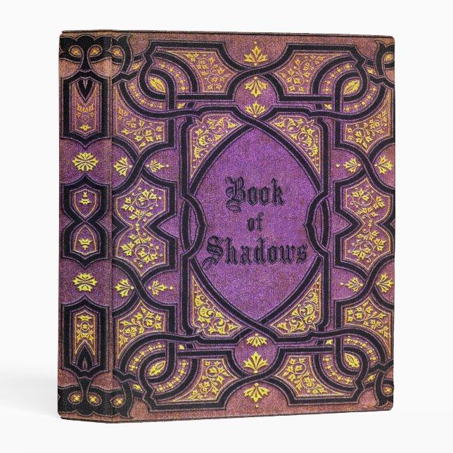 Falln Purple & Gold Vines Book of Shadows Mini Binder (Front/Spine)