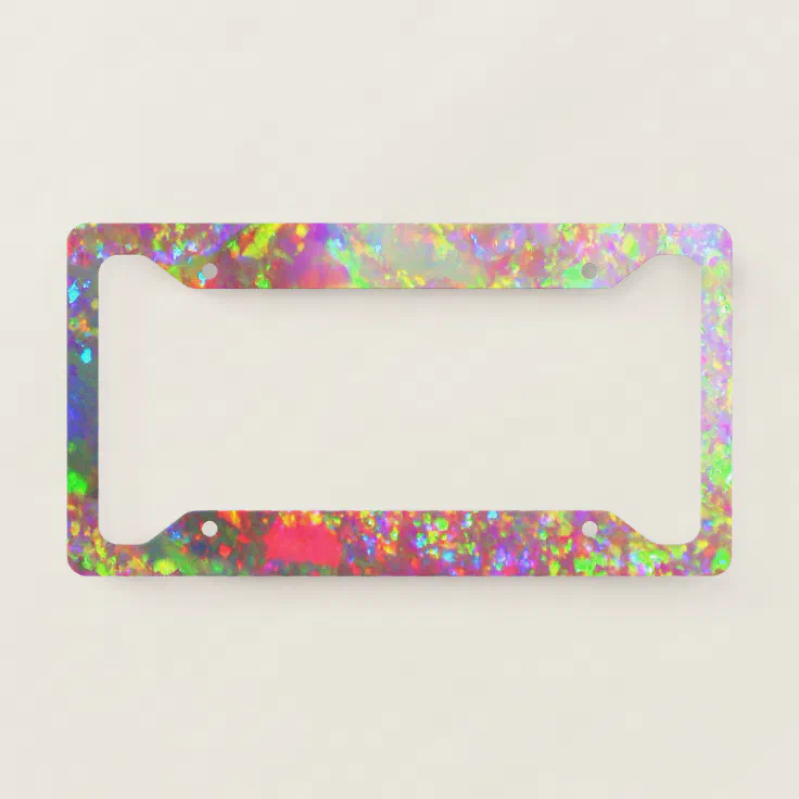 Falln Rainbow Brazilian Opal License Plate Frame | Zazzle