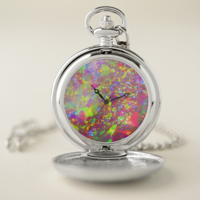 Falln Rainbow Brazilian Opal Pocket Watch (Inside)