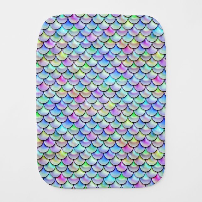 Falln Rainbow Bubble Mermaid Scales Baby Burp Cloth (Front)