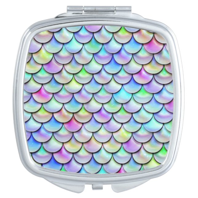 Falln Rainbow Bubble Mermaid Scales Compact Mirror (Front)