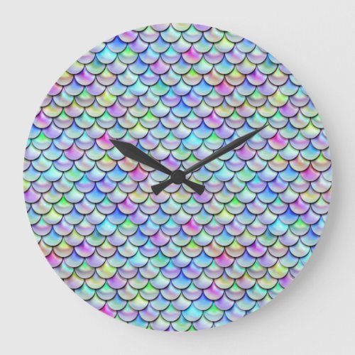 Falln Rainbow Bubble Mermaid Scales Large Clock