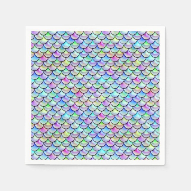 Falln Rainbow Bubble Mermaid Scales Paper Napkins (Front)