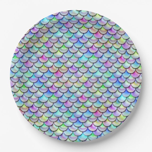 Falln Rainbow Bubble Mermaid Scales Paper Plates (Front)