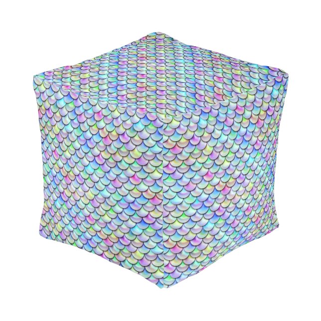 Falln Rainbow Bubble Mermaid Scales Pouf (Angled Front)