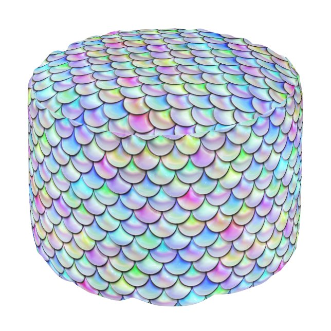 Falln Rainbow Bubble Mermaid Scales Pouf (Angled Front)