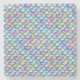 Falln Rainbow Bubble Mermaid Scales Stone Coaster