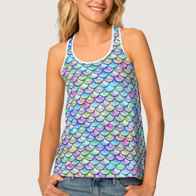 Falln Rainbow Bubble Mermaid Scales Tank Top (Front)