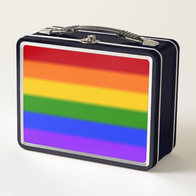 Falln Rainbow Gay Pride Flag Metal Lunch Box (Front)