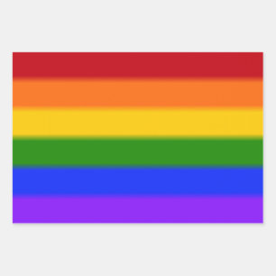 Falln Rainbow Gay Pride Flag Wrapping Paper Sheets