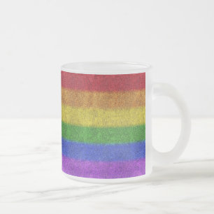 Falln Rainbow Glitter Gradient Frosted Glass Coffee Mug