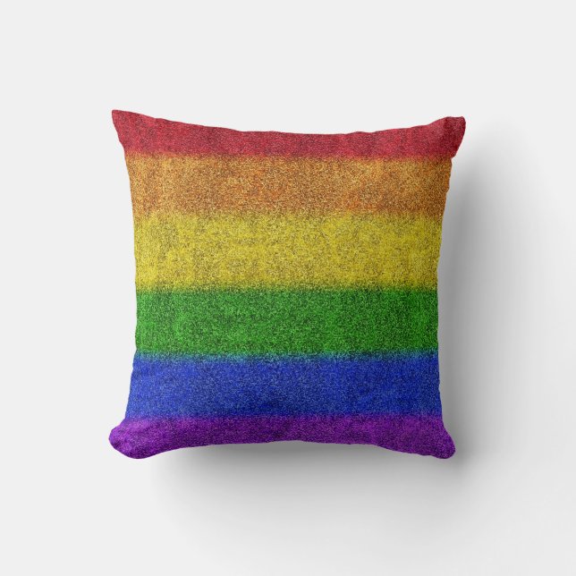Falln Rainbow Glitter Gradient Throw Pillow (Front)