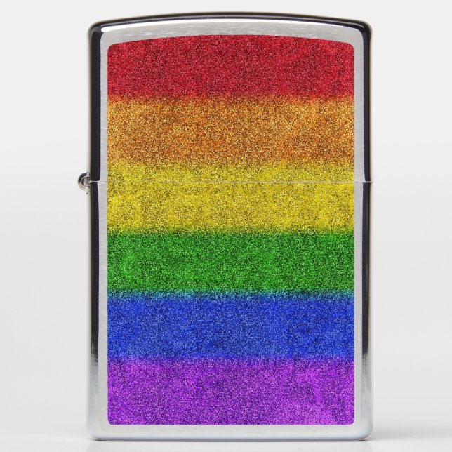 Falln Rainbow Glitter Gradient Zippo Lighter (Front)