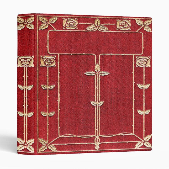 Falln Red and Gold Rose Vines Book 3 Ring Binder (Front/Spine)