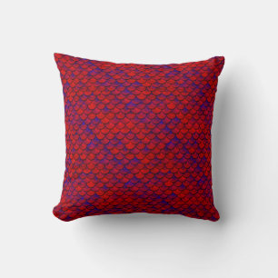 Falln Red and Purple Scales Throw Pillow