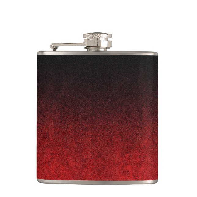 Falln Red & Black Glitter Gradient Hip Flask (Front)